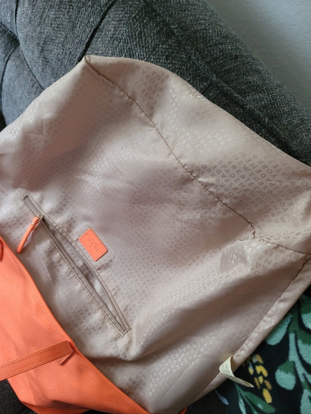 Kate Spade Perforated Spade Neon Orange Tote - Picture 8 of 15